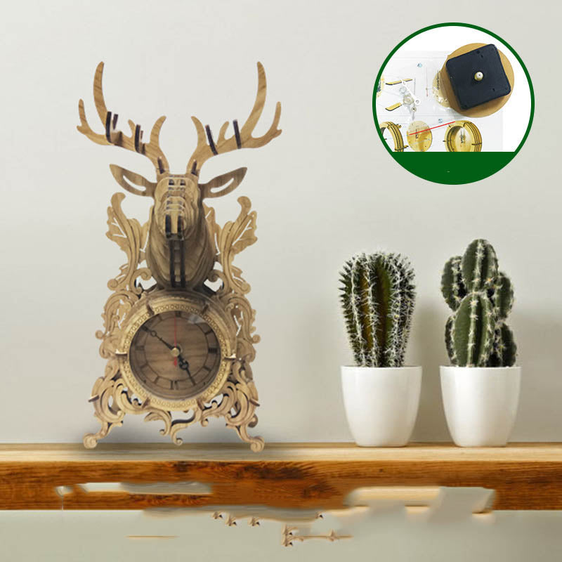 DIY Holz Hirschkopf Uhr Modell zum Selberbauen
