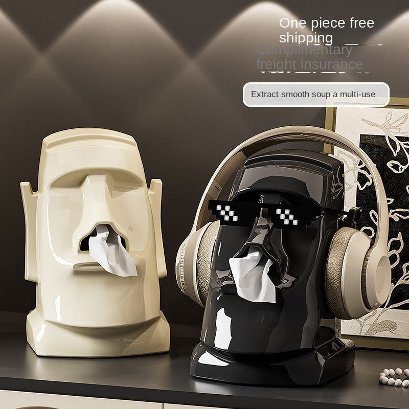 Kreative Gips-Taschentuchbox – Multifunktionale Statue für Wohnzimmer, Flur & Schlafzimmer | Kopfhörerständer