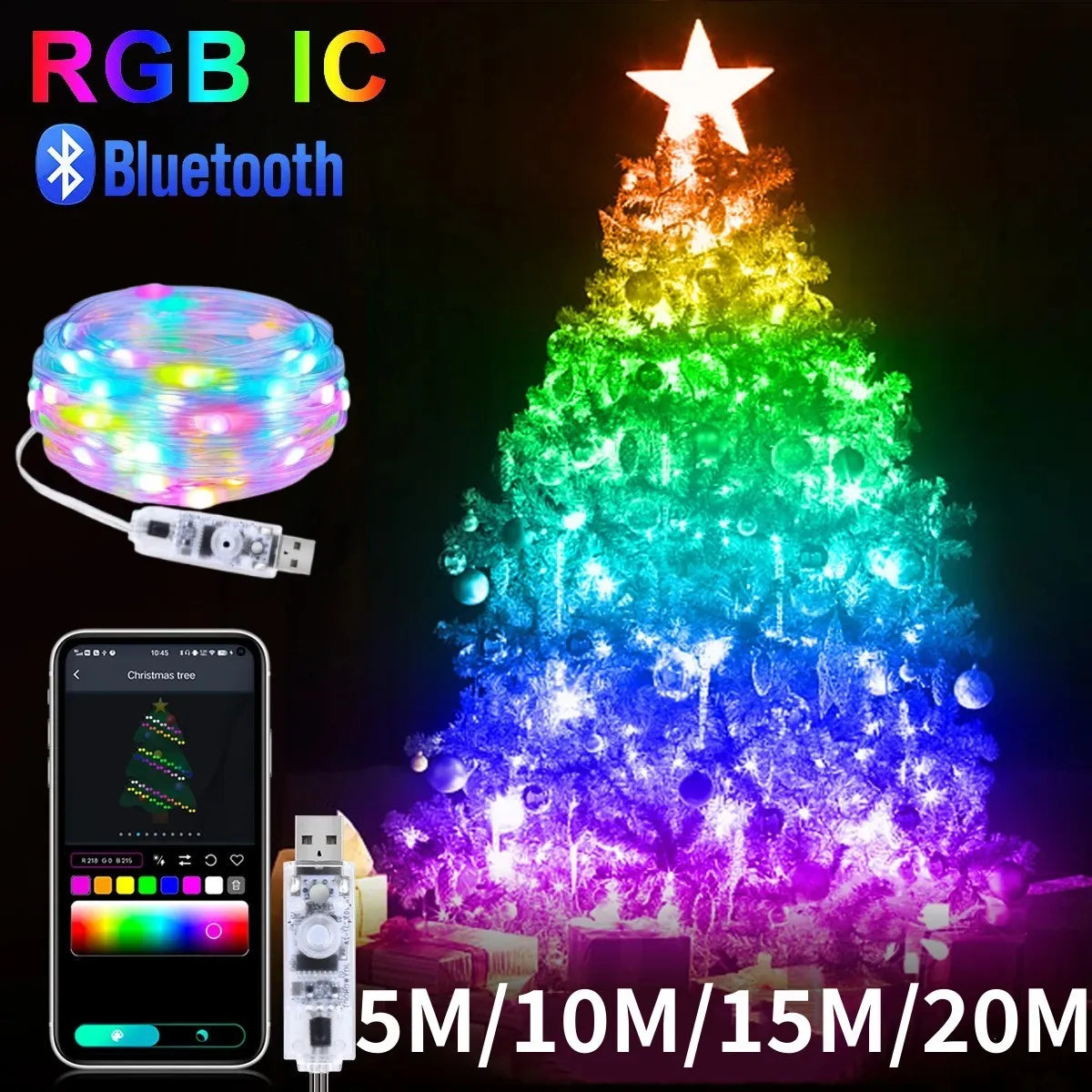 RGBIC Weihnachts-Bluetooth-Lichterkette