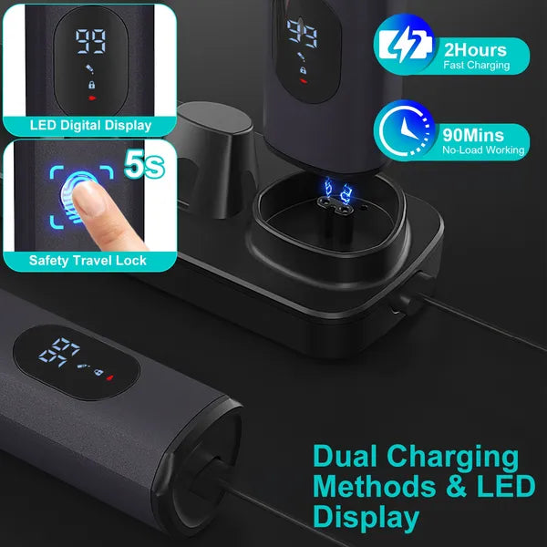 All-in-One Bartschneider für Männer mit 5 Trimmerköpfen IPX5 Wasserdicht Elektrischer Rasierer für Gesicht Nase Körper Bart Kabelloser Haarschneider Clipper Pflege-Set für Männer Ehemann Vater