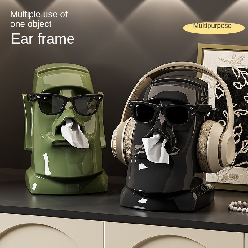 Kreative Gips-Taschentuchbox – Multifunktionale Statue für Wohnzimmer, Flur & Schlafzimmer | Kopfhörerständer