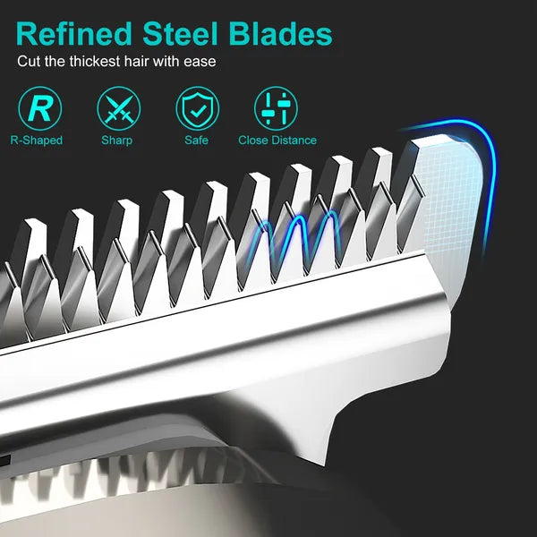 All-in-One Bartschneider für Männer mit 5 Trimmerköpfen IPX5 Wasserdicht Elektrischer Rasierer für Gesicht Nase Körper Bart Kabelloser Haarschneider Clipper Pflege-Set für Männer Ehemann Vater