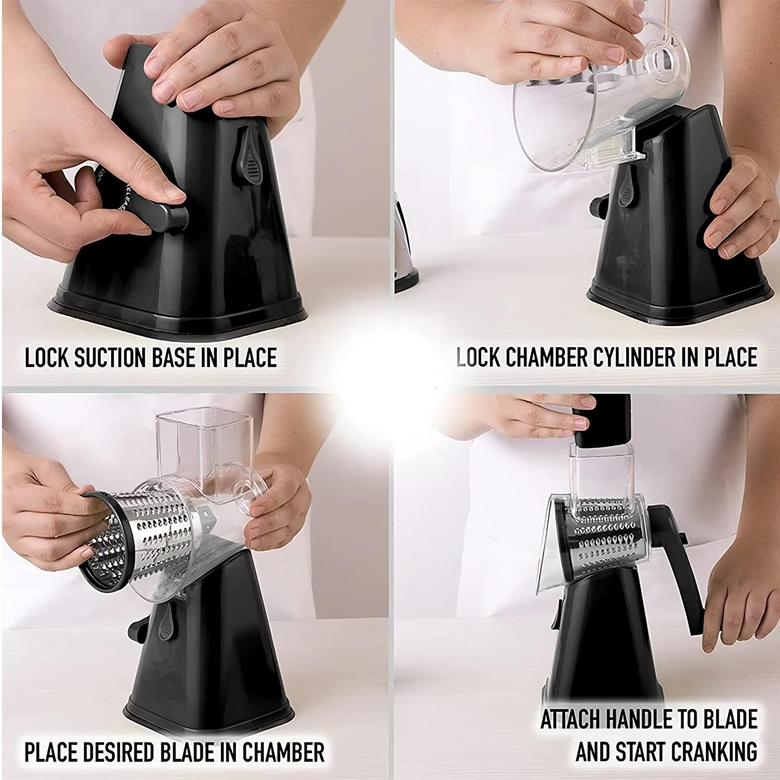 3-in-1 Rotations-Käsereibe & Gemüseschneider