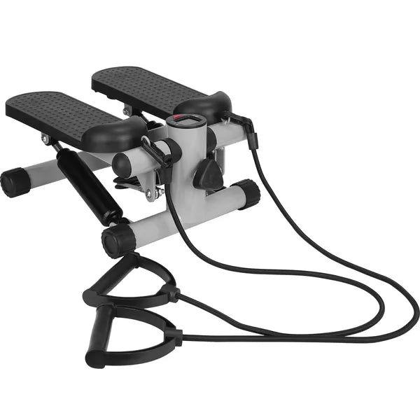 Stepper für Übungen Mini Fitness Stepper mit 2 Widerstandsbändern LCD Monitor Max 150kg Belastung Treppenstepper Leiser Stepper