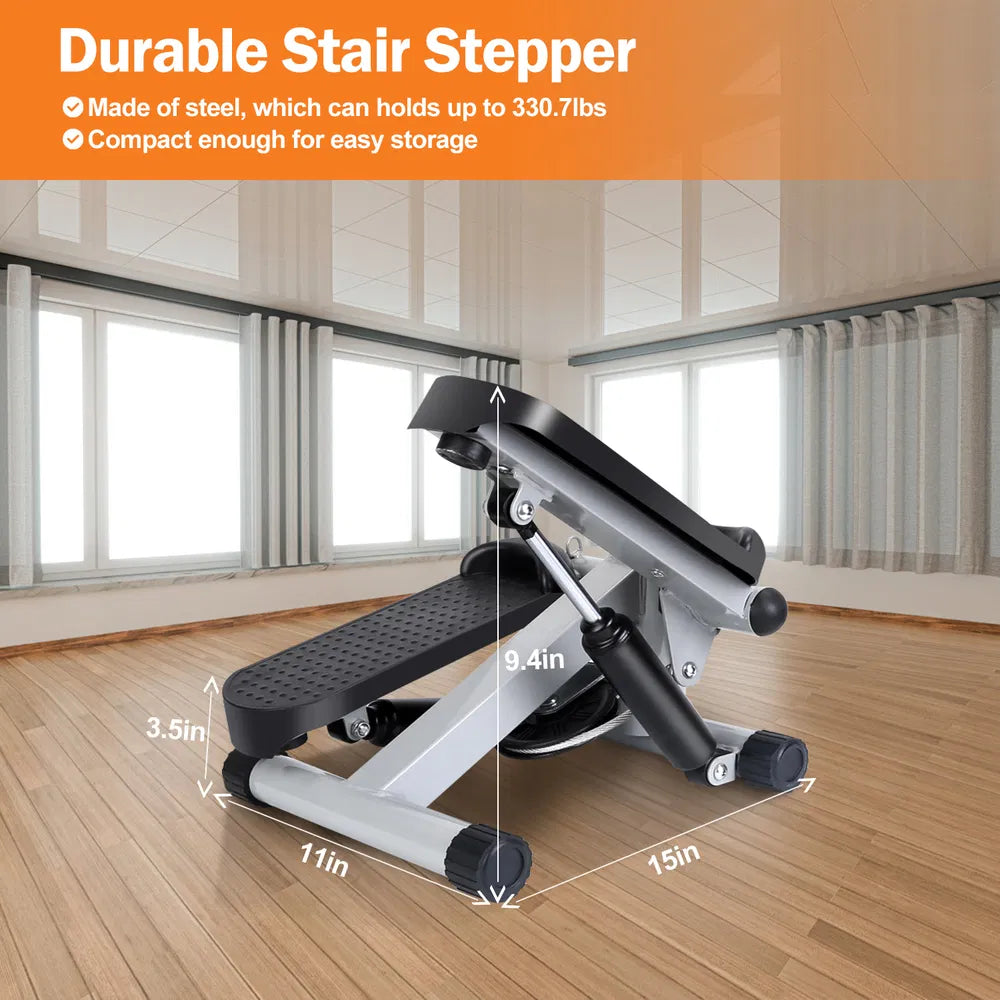 Stepper für Übungen Mini Fitness Stepper mit 2 Widerstandsbändern LCD Monitor Max 150kg Belastung Treppenstepper Leiser Stepper